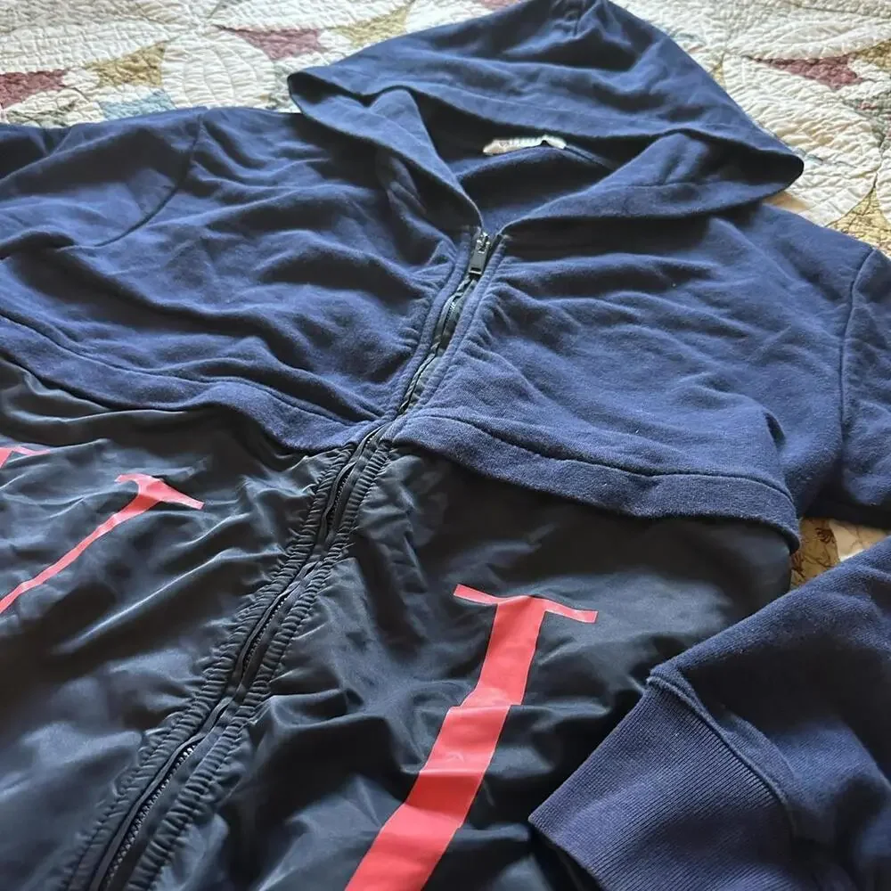 Authentic Valentino luxury navy zip hoodie with red lettering size S - Picture 3 of 7